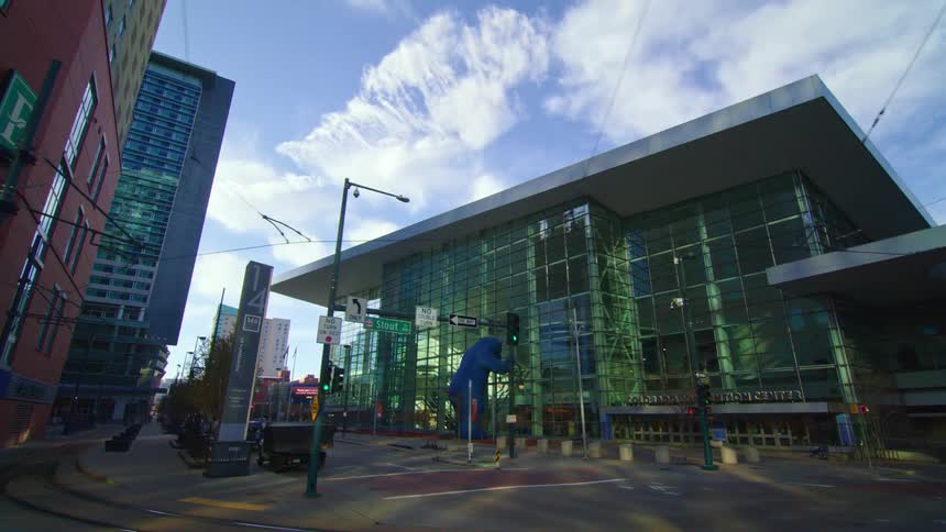 Train station in city downtown in the morning