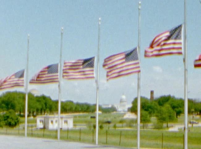 American flags at half staff near the us capitol