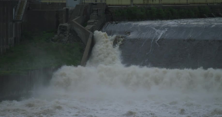 Water going over a man-made fall