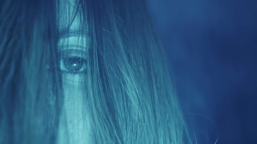 A closeup of a womans eye is displayed