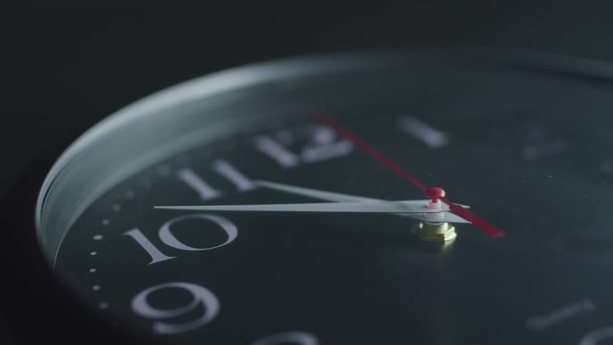 The clock dial is turning around