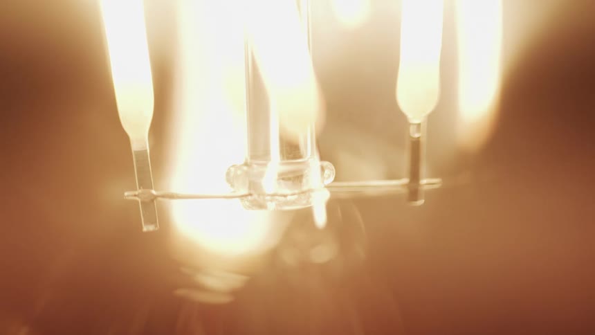 A lamp is lit with lights
