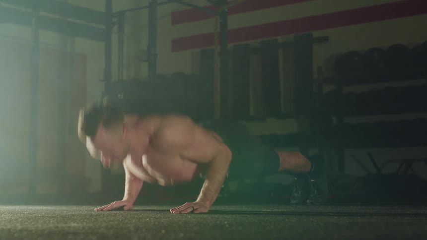 A man is working out indoors