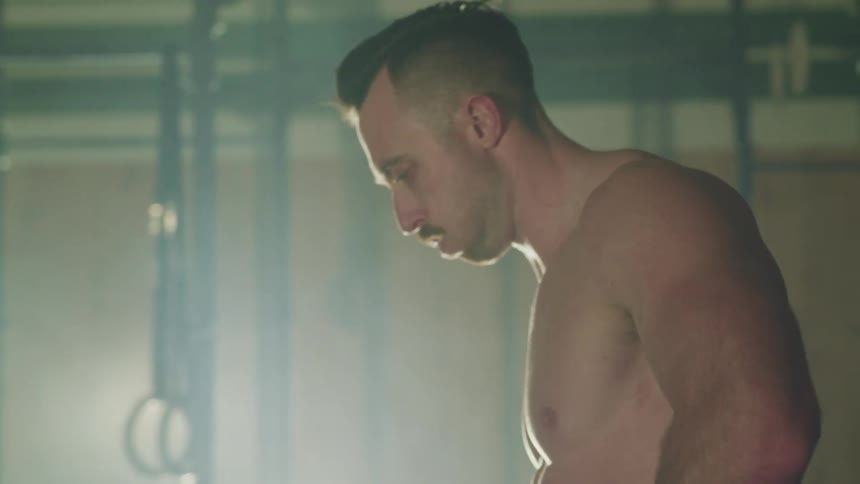 A man is working out indoors