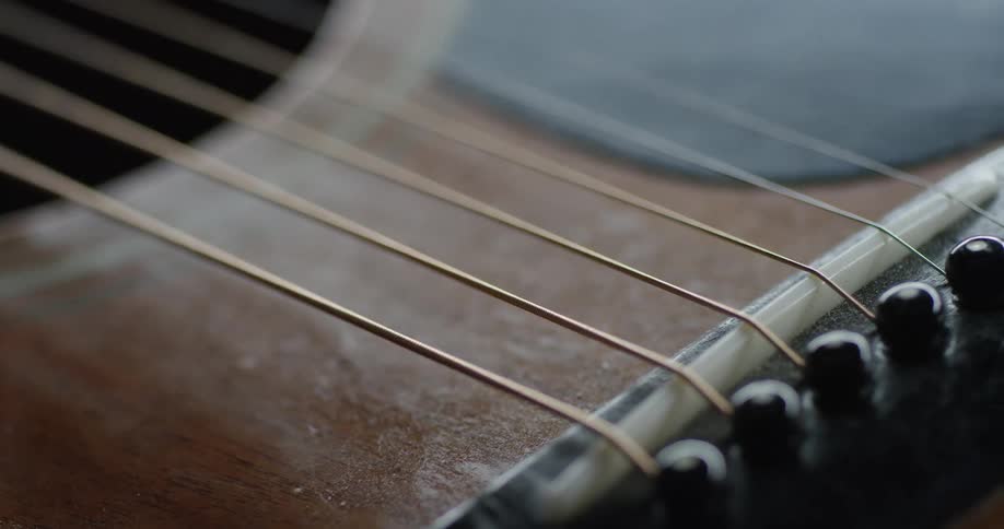 Guitar strings reverberate on a guitar