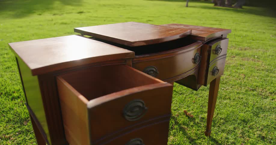 Lowboy vanity or dressing table over the grass in the backyard
