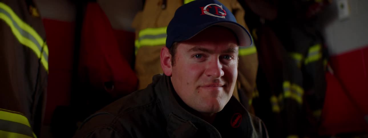 A firefighter in a station