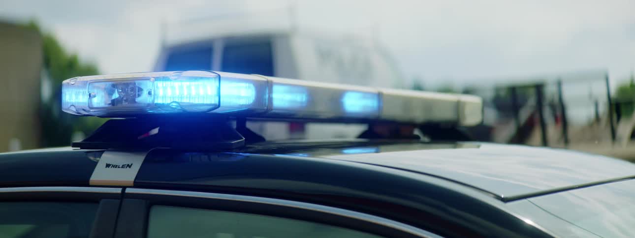 Flashing lights on a police car