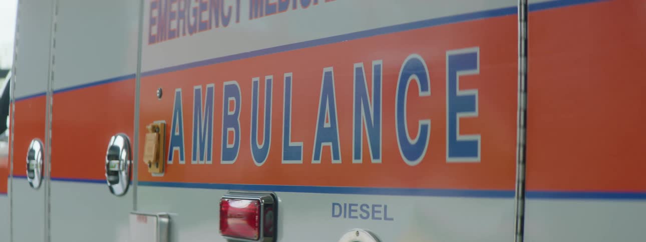 The outside of an ambulance