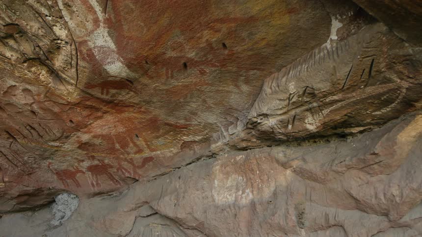 Ancient drawings on the side of a canyon