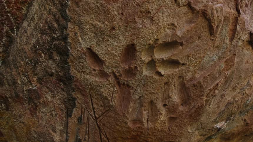 Small carvings are in the rocks