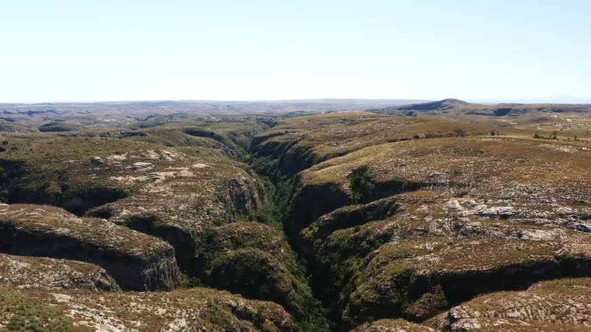 Aerial view of hills and valleys