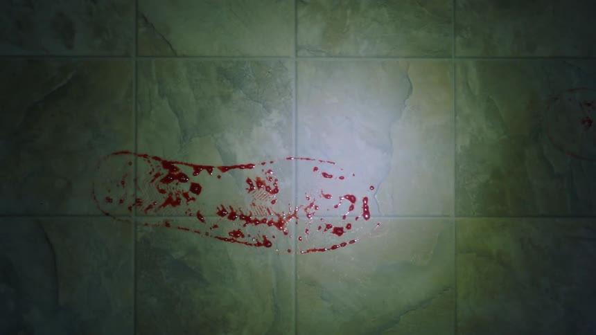 Blood footprints on a floor