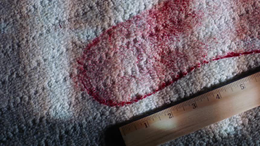 A wooden ruler with measurement marks lays atop a fabric surface