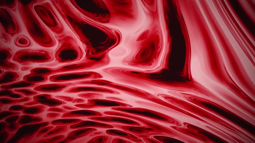 Flowing red and black liquid
