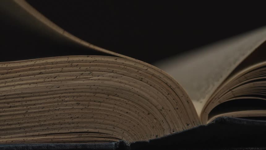 The pages in the book flip