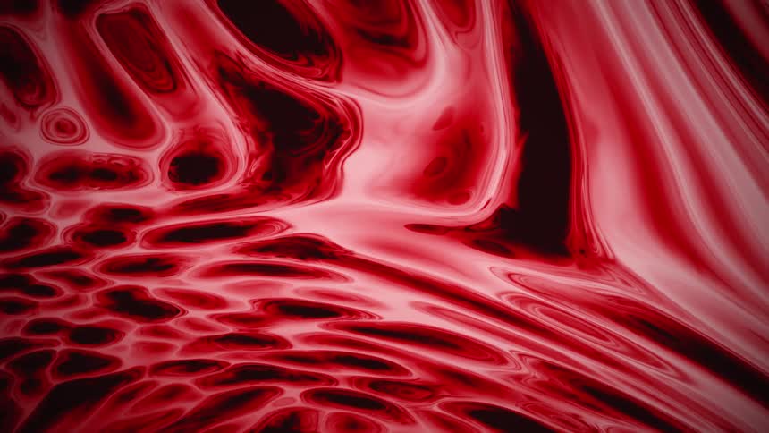 Black and red shapes moving across the screen