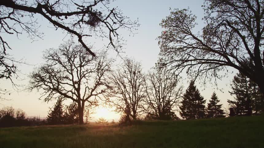 A woman running through a field