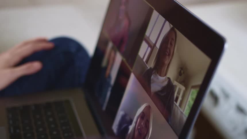 People have a party on video conference