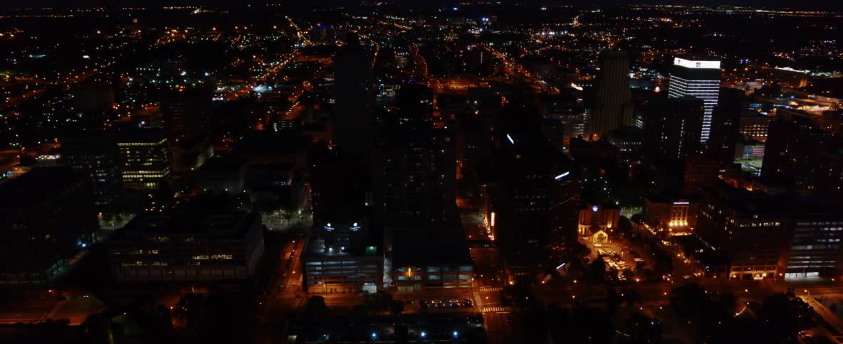 Skyscrapers in a metropolis at night