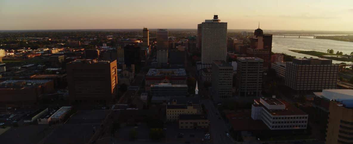 Aerial view of buildings and vehicles in a city