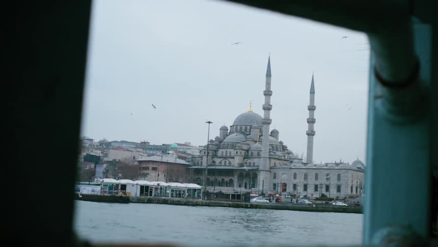 The iconic blue mosque in istanbul turkey stands majestically at the edge of the sea