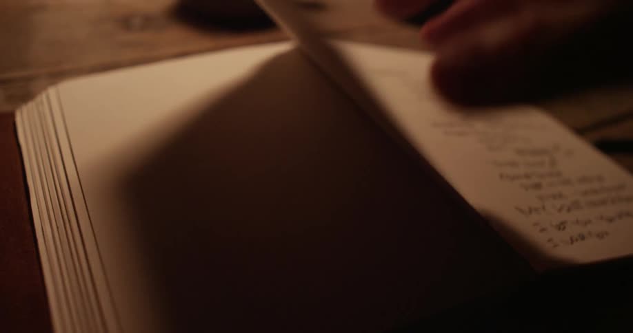 A person opens a diary and flips to a blank page