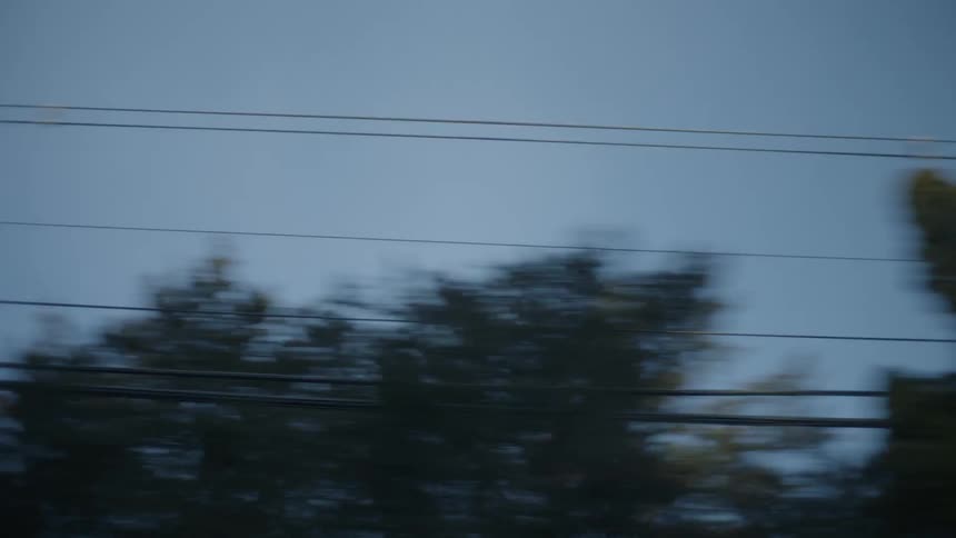 Fast moving past trees and power lines
