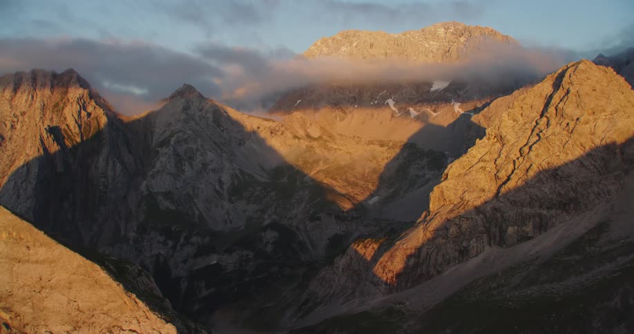 An aerial view of a mountain range