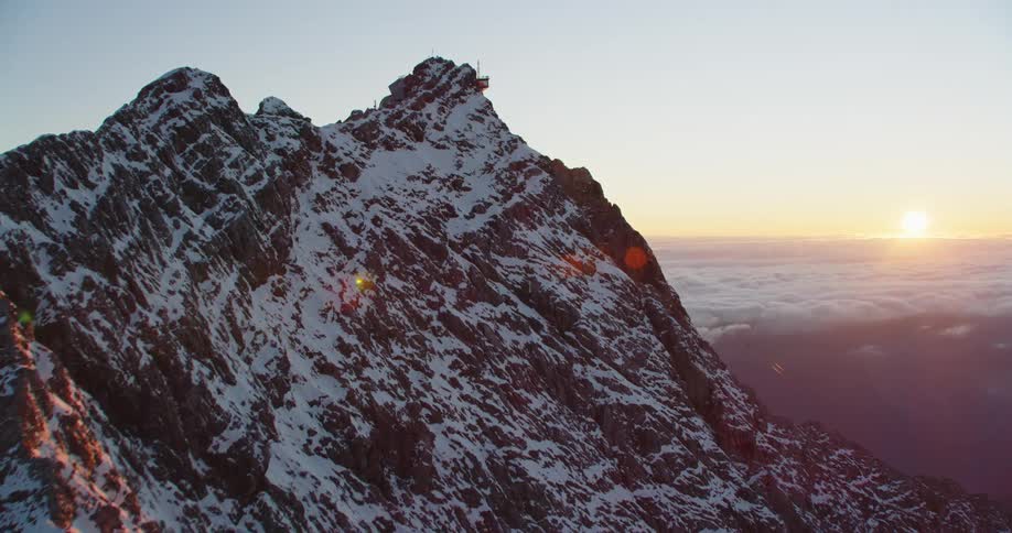Aerial view of a snow covered mountain