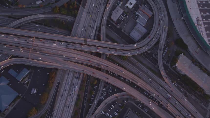 Aerial view of cars driving on freeways