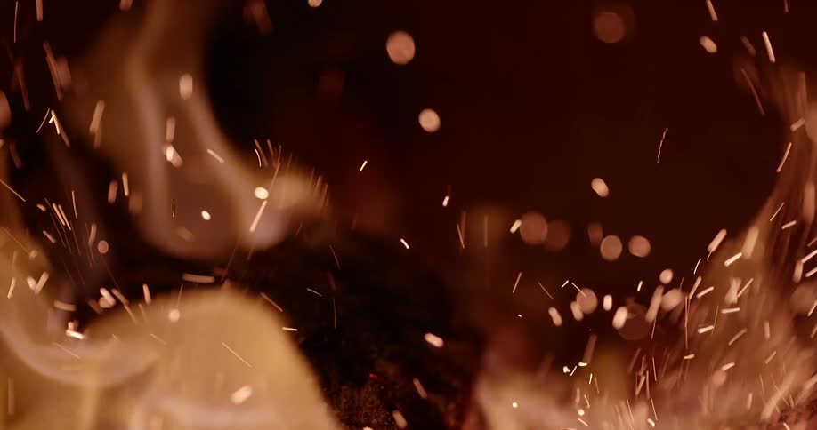 Fire and coals burning with embers