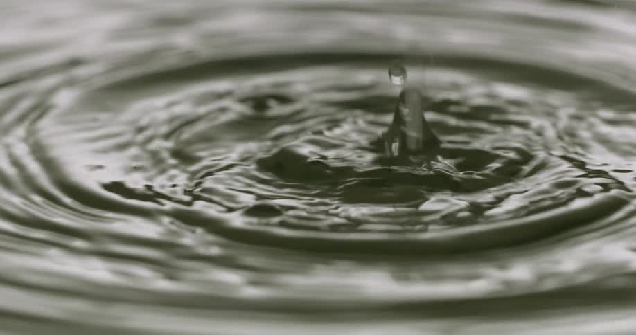 Hands dipping in water creates waves and droplets