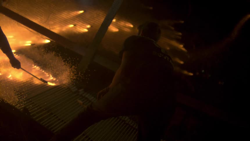 Many fireworks streaking in several different directions