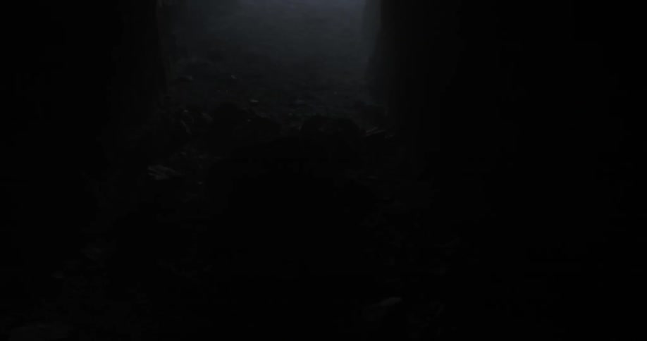 The inside of a dark cave