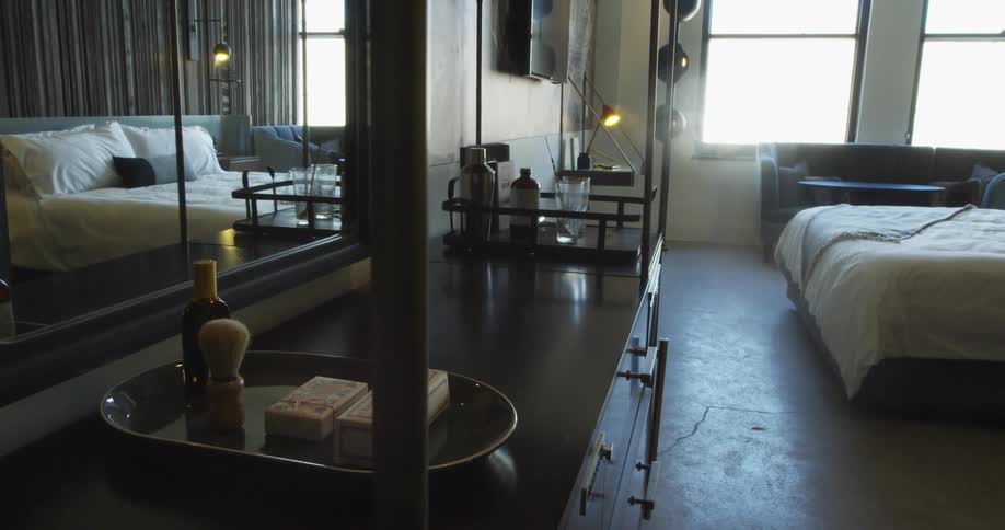 Sunlight shines into a bedroom