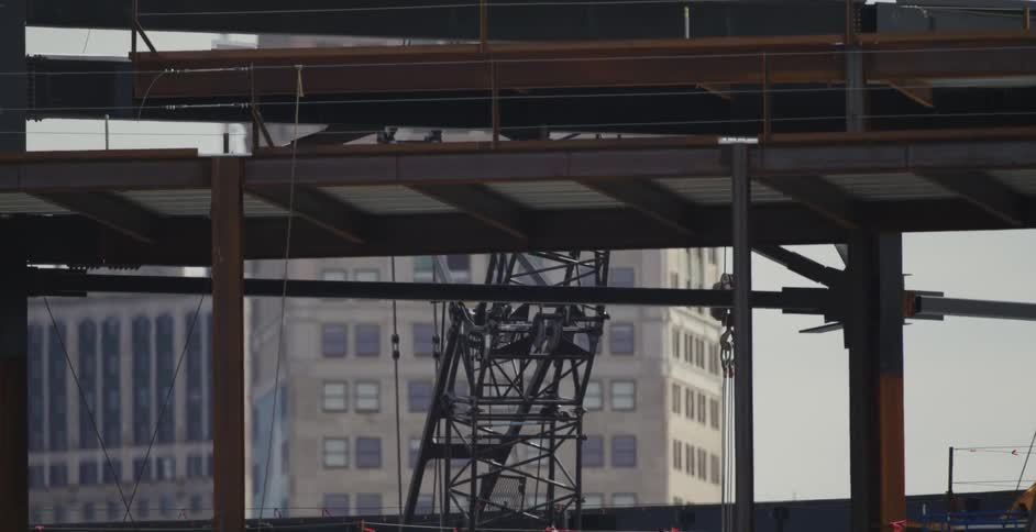 A construction site in the city during the day