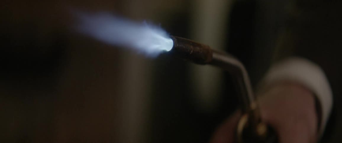 A small torch is turned on