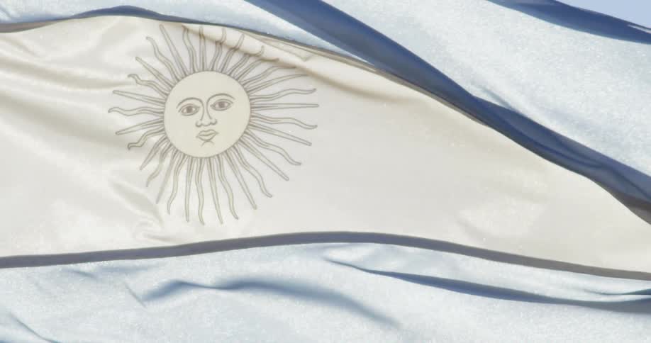 An Argentina flag flows in the wind