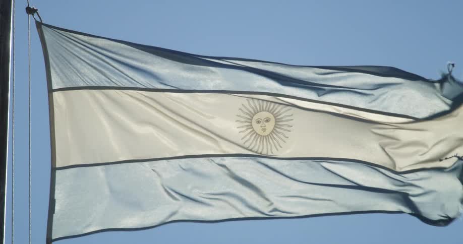 Flag of Argentina flutters in the wind