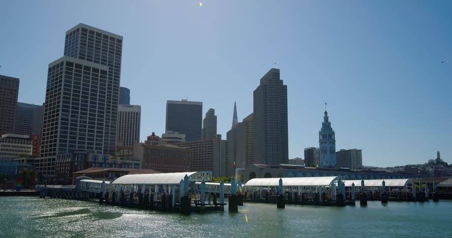A pier in a downtown area