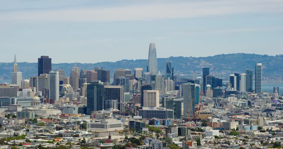 High rises and buildings in a city skyline