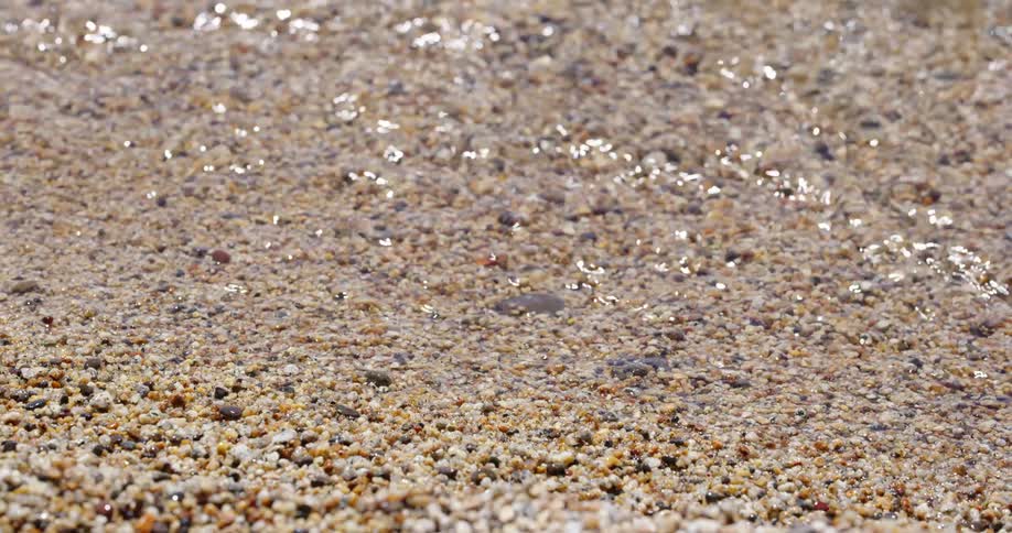 Water rushing over rocks on the shore