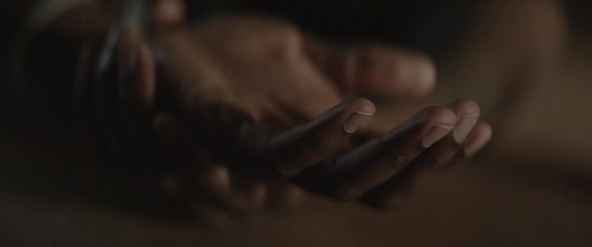 A person has their palm held up