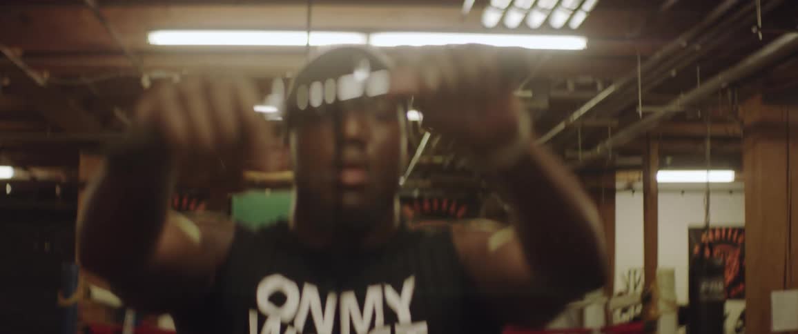 A man works out in a gym
