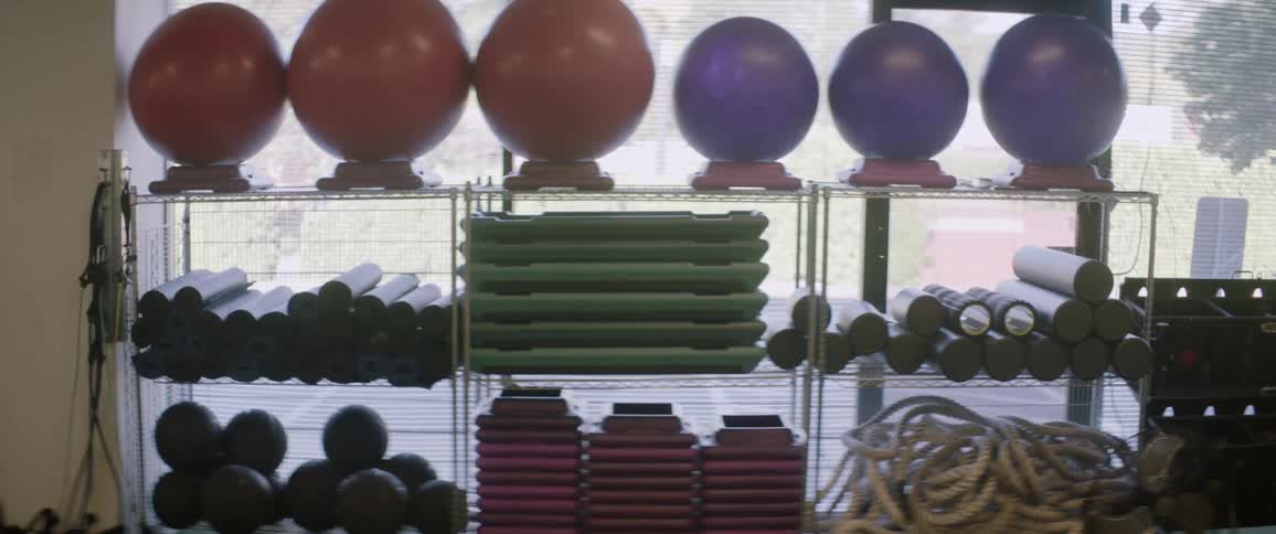 Exercise equipment in a gym