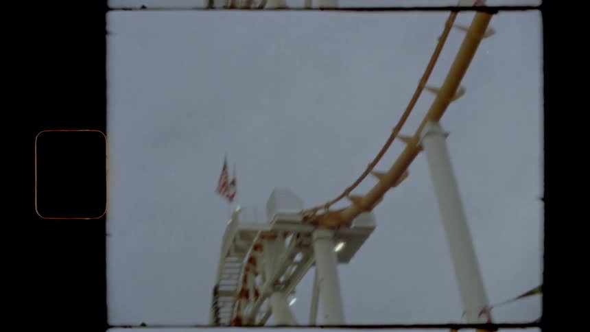 A roller coaster at an amusement park