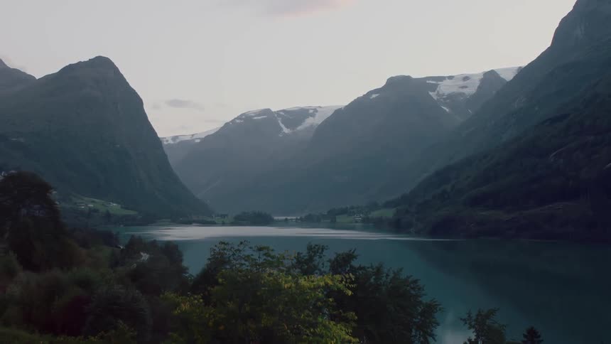 View of a lake near a mountain range