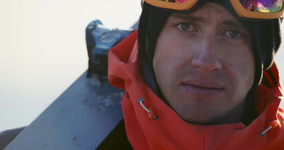 Closeup of a skier's face