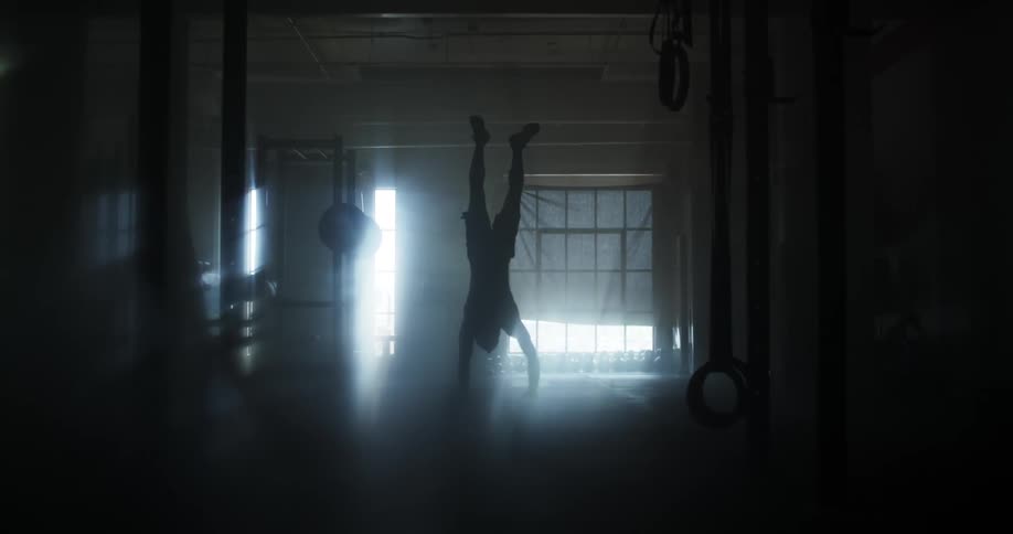 A man is working out in a room